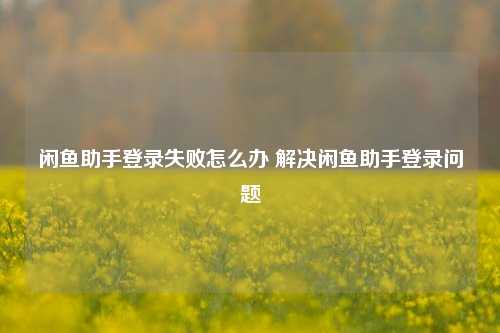 闲鱼助手登录失败怎么办 解决闲鱼助手登录问题