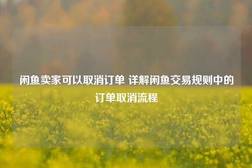 闲鱼卖家可以取消订单 详解闲鱼交易规则中的订单取消流程