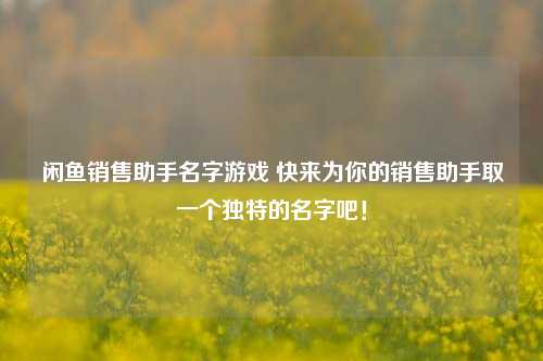 闲鱼销售助手名字游戏 快来为你的销售助手取一个独特的名字吧！