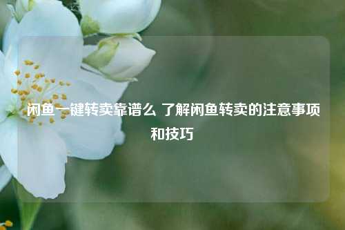 闲鱼一键转卖靠谱么 了解闲鱼转卖的注意事项和技巧