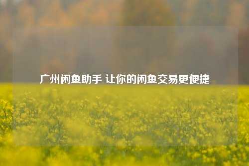 广州闲鱼助手 让你的闲鱼交易更便捷