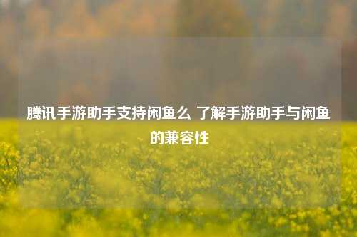 腾讯手游助手支持闲鱼么 了解手游助手与闲鱼的兼容性