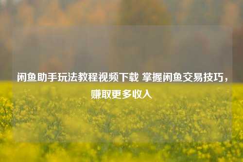 闲鱼助手玩法教程视频下载 掌握闲鱼交易技巧，赚取更多收入