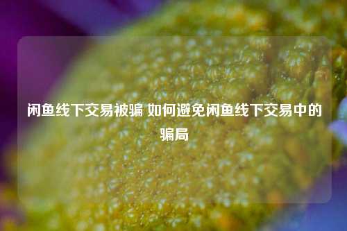 闲鱼线下交易被骗 如何避免闲鱼线下交易中的骗局