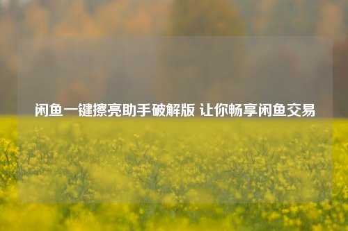 闲鱼一键擦亮助手破解版 让你畅享闲鱼交易