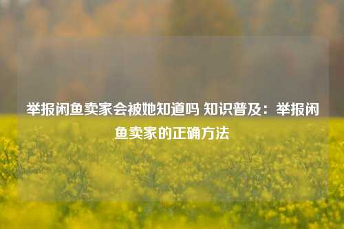 举报闲鱼卖家会被她知道吗 知识普及：举报闲鱼卖家的正确方法