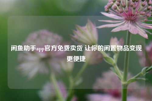 闲鱼助手app官方免费卖货 让你的闲置物品变现更便捷