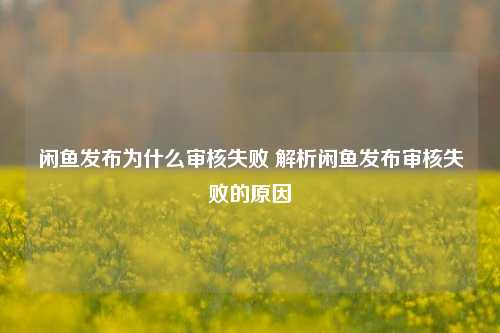 闲鱼发布为什么审核失败 解析闲鱼发布审核失败的原因