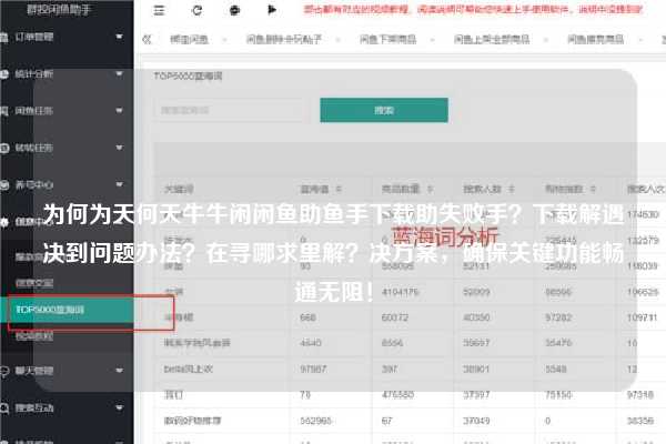 为何为天何天牛牛闲闲鱼助鱼手下载助失败手？下载解遇决到问题办法？在寻哪求里解？决方案，确保关键功能畅通无阻！
