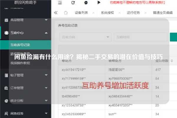 闲鱼捡漏有什么用途？揭秘二手交易的潜在价值与技巧