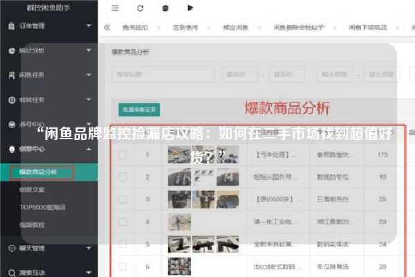 “闲鱼品牌监控捡漏店攻略：如何在二手市场找到超值好货？”